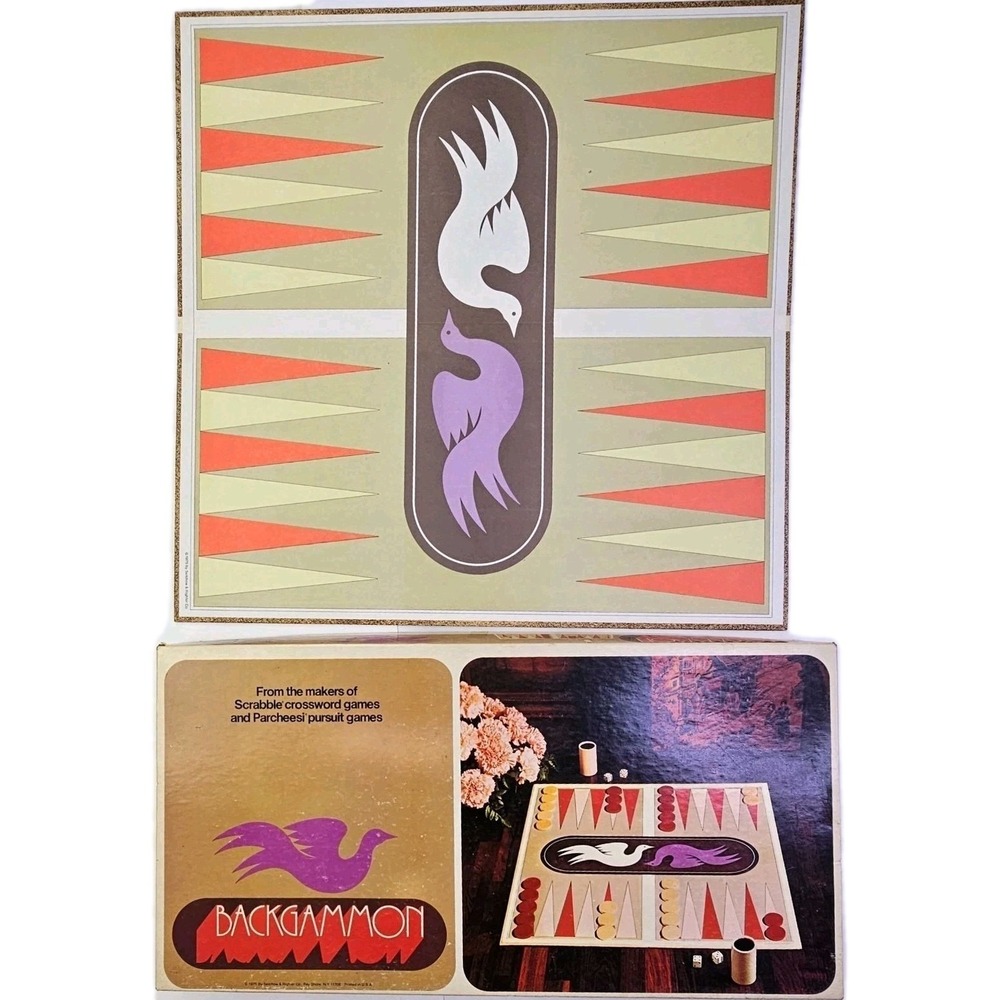Vintage 1973 Selchow & Righter Backgammon Game Bird Graphic Retro MCM 70s Board